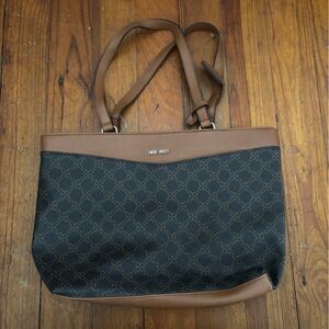 Nine West Black and Tan Patterned Tote